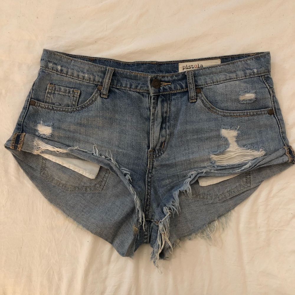 Pistols distressed shorts